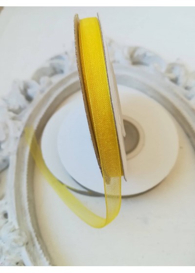 Панделка органза за декорация на ролка ширина 6мм цвят слънчево жълто